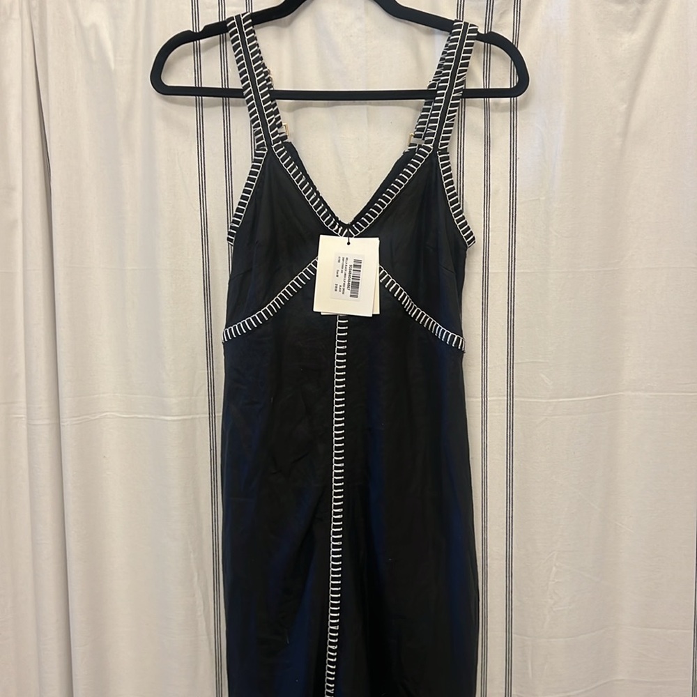 DISSH BELLA BLACK LINEN SLIP MIDI DRESS SIZE US4